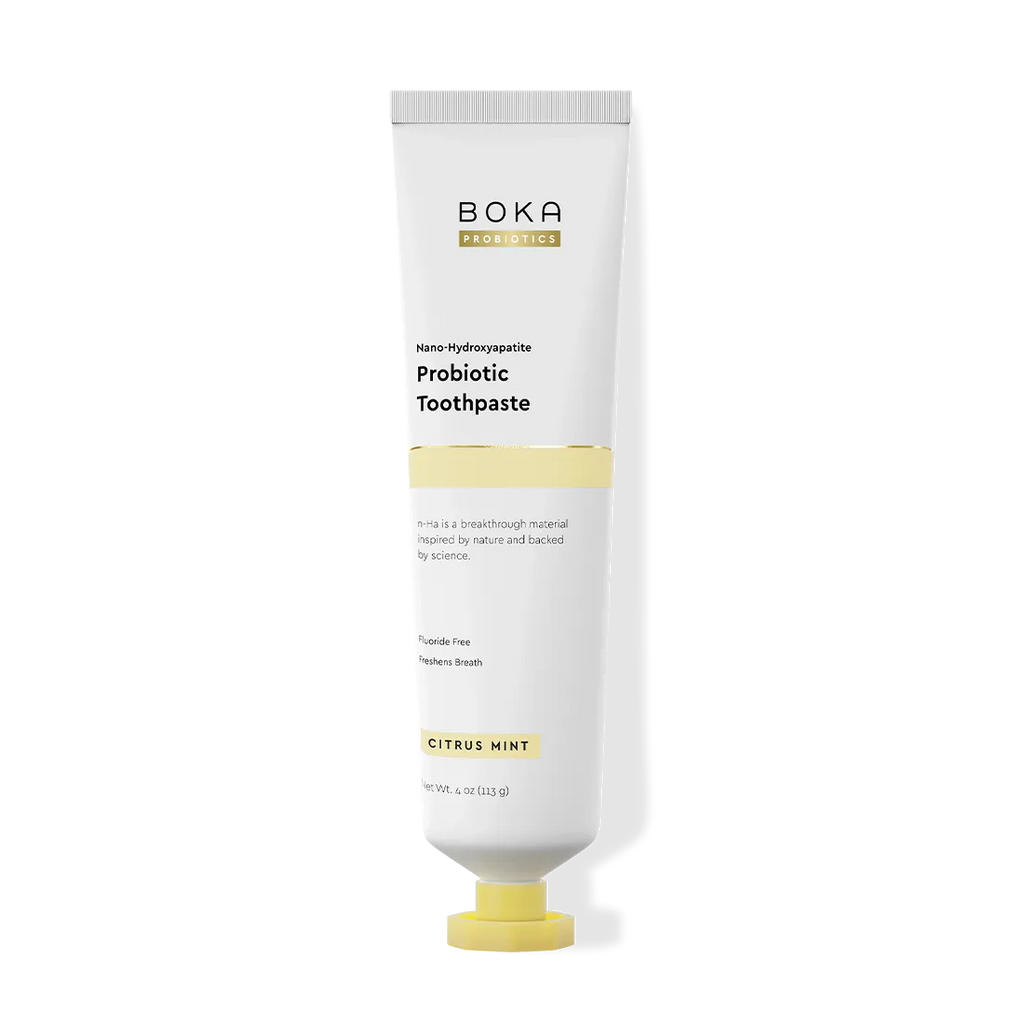 Boka Probiotic Toothpaste tube on a white background