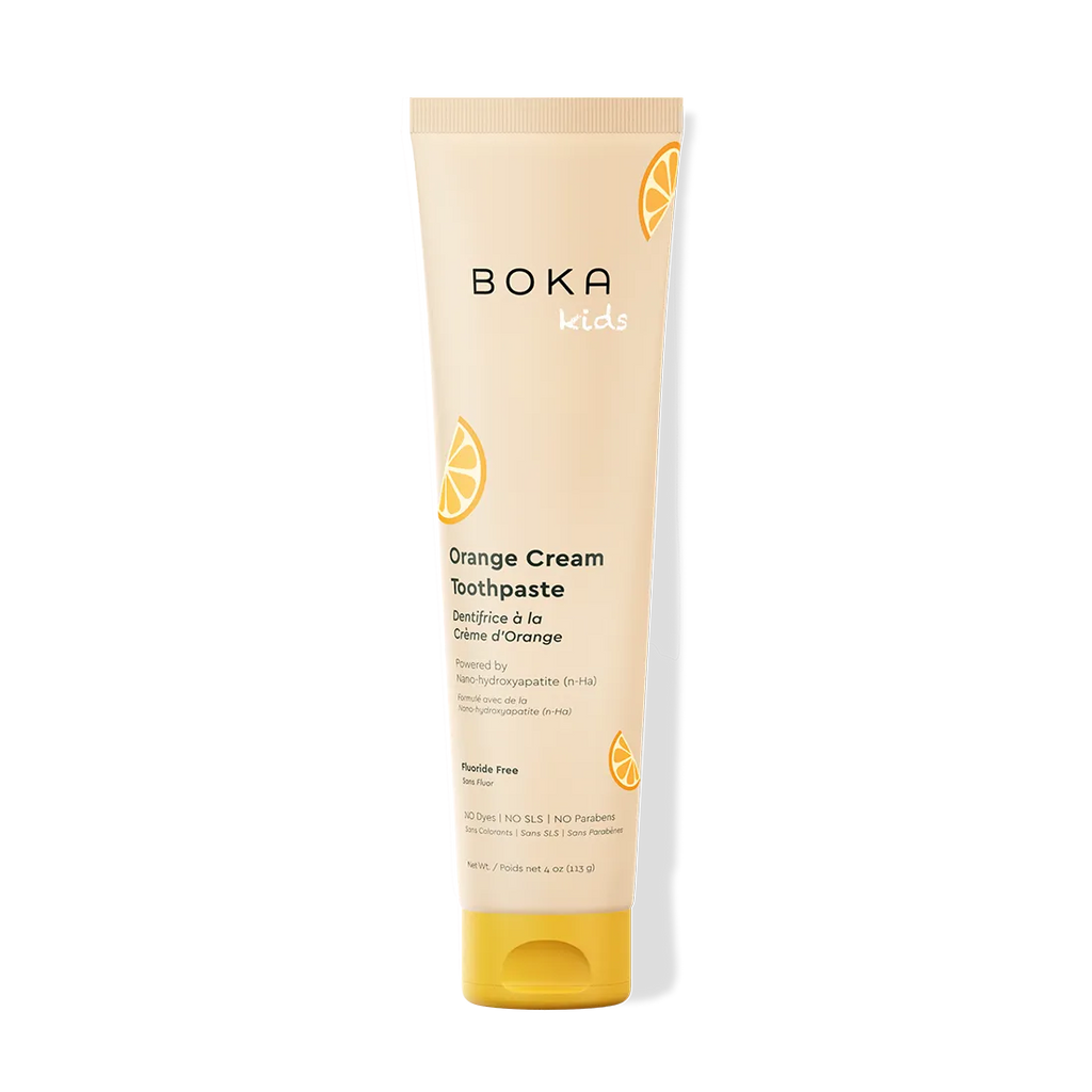 Boka Kids Orange Cream Toothpaste tube on a white background